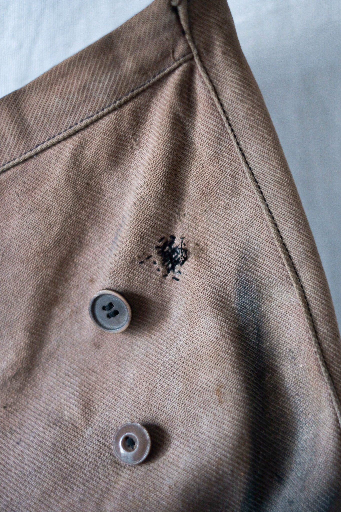 【~40's】French Army Brown Cotton Twill Musette Bag