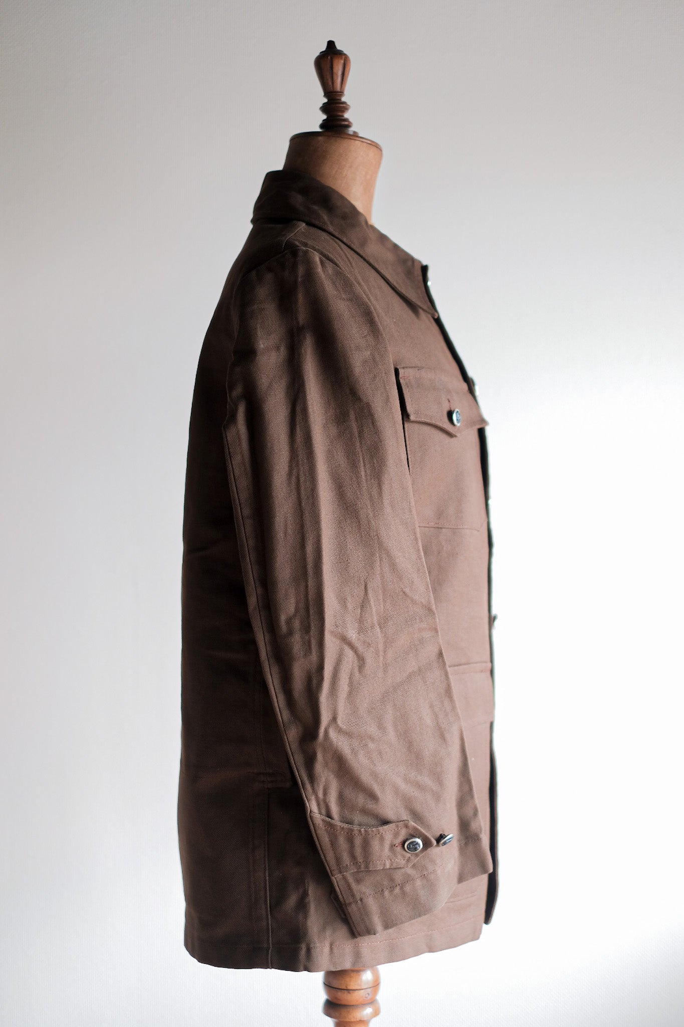 ［~40's］French Vintage Brown Cotton Twill Hunting Jacket "Dead Stock"
