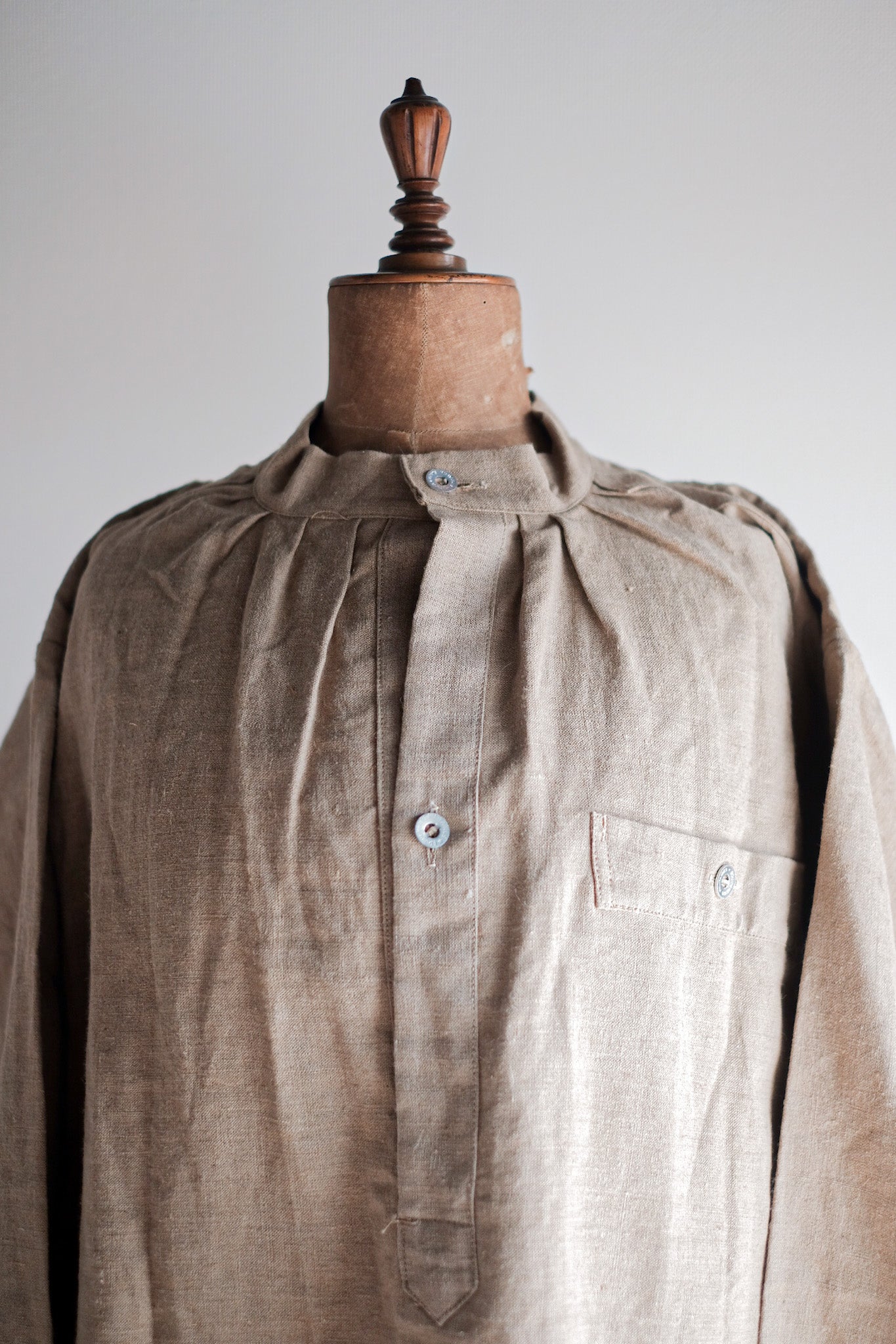 ［~50's］French Army Bourgeron Linen Smock Hospital Military "Dead Stock"