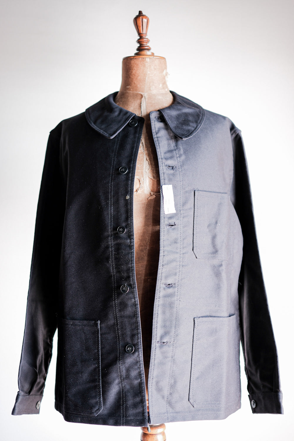 ［~60's］French Vintage Black Moleskin Work Jacket Size.50 "Dead Stock"