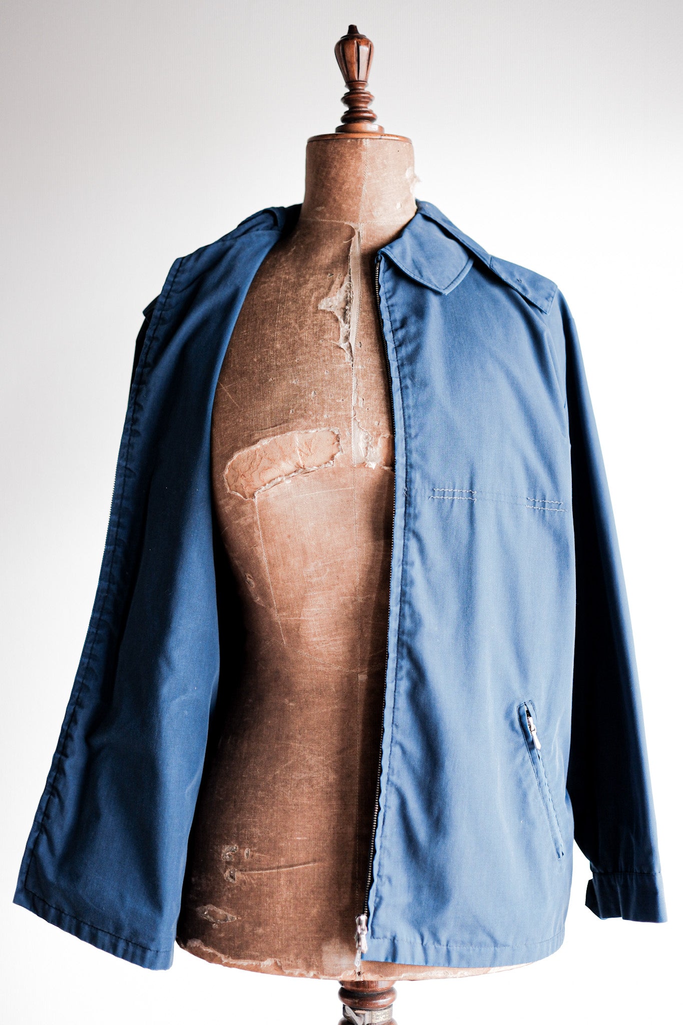【~50's】German Vintage Blue Cotton × Polyester Hooded Jacket