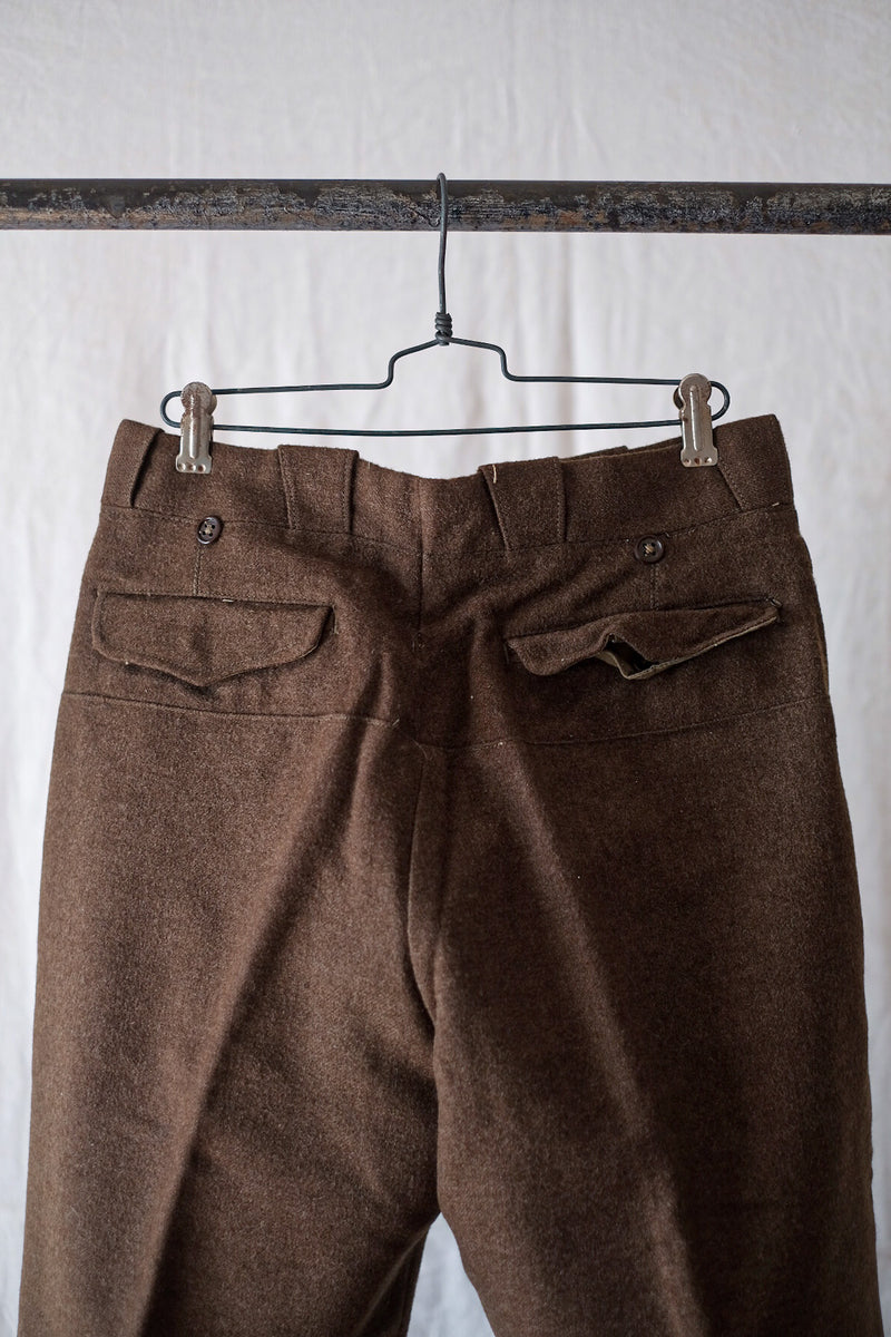 [~ 50's] กางเกงผ้าขนสัตว์สีน้ำตาลกองทัพบกฝรั่งเศส