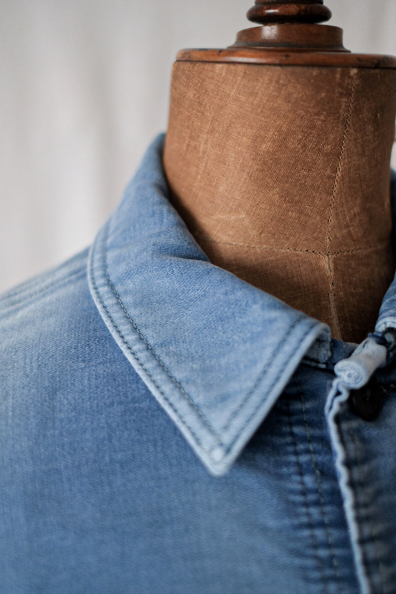 【~50's】French Vintage Blue Moleskin Work Jacket "Le Mont St. Michel"