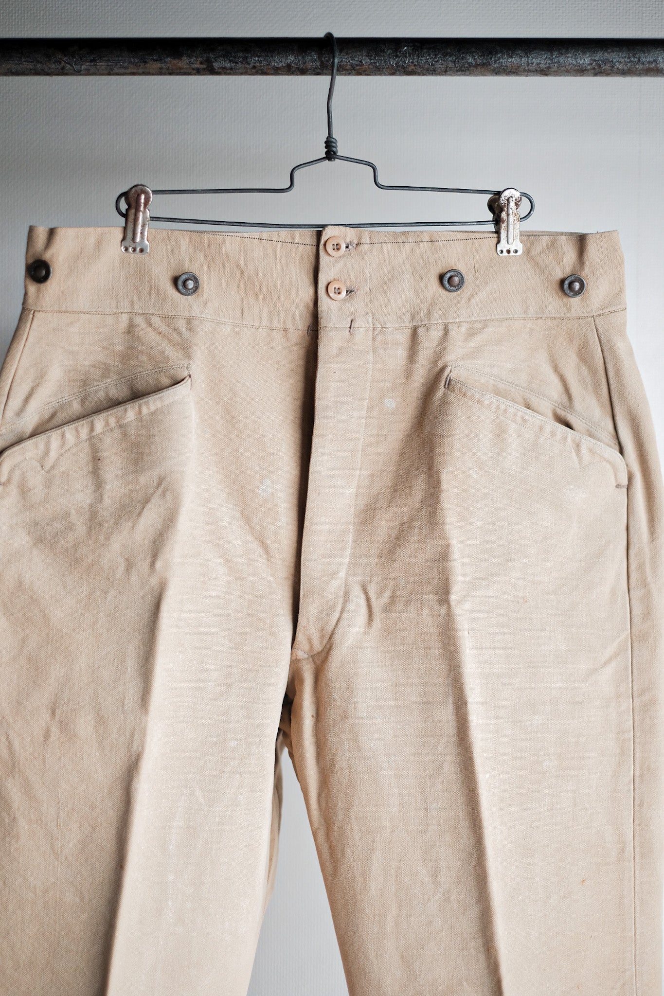 [~ 30's] กางเกงผ้าใบผ้าฝ้ายวินเทจฝรั่งเศส