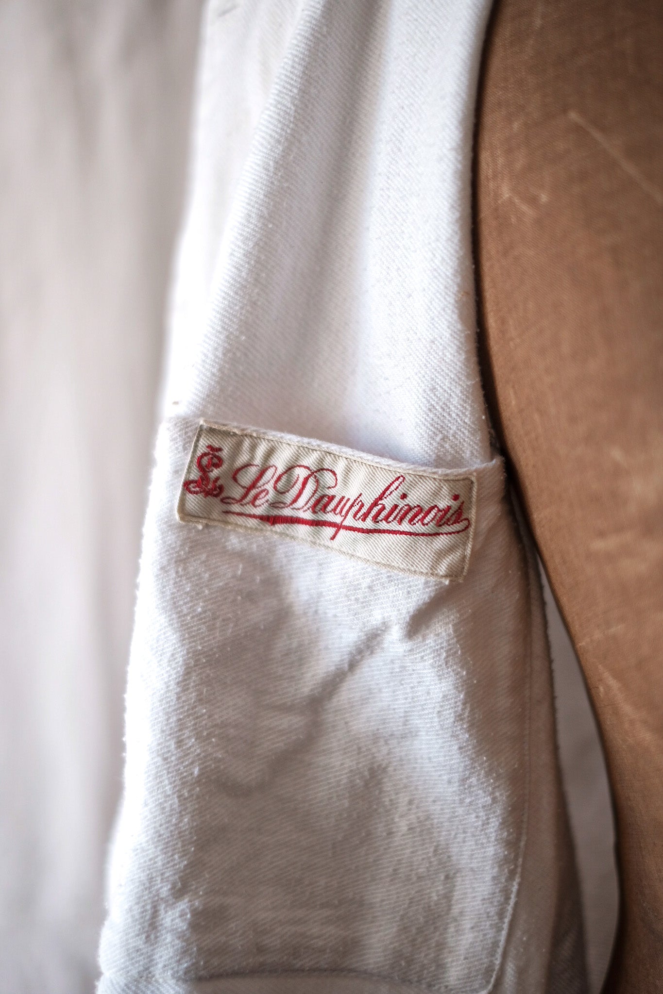 [~ 30's] French Vintage Double Breasted White Cotton Linen Twilk Jacket