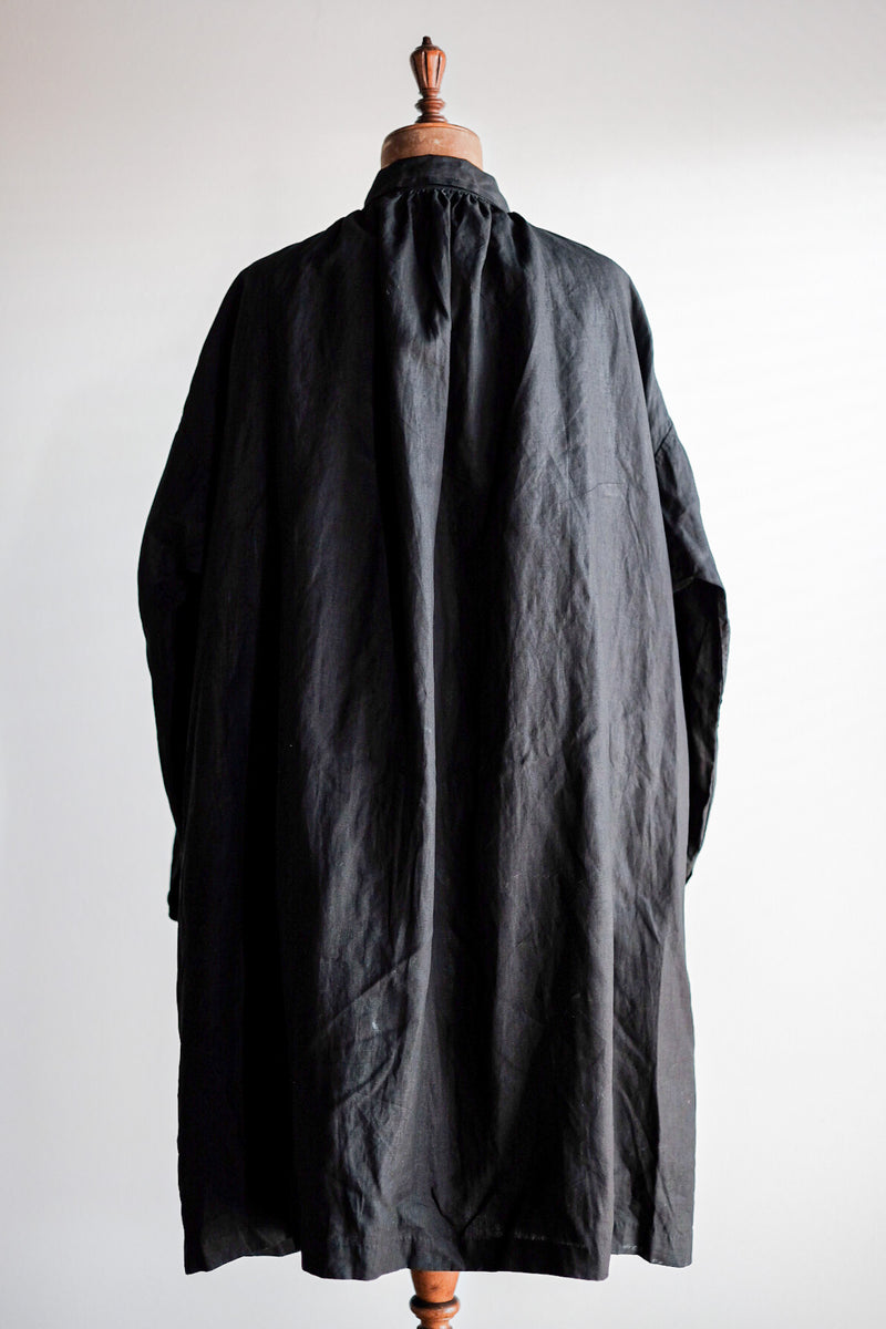 [ต้น 20 C] ผ้าลินินสีดำสีดำโบราณของฝรั่งเศส Smock Type "Biaude" "Dead Stock"