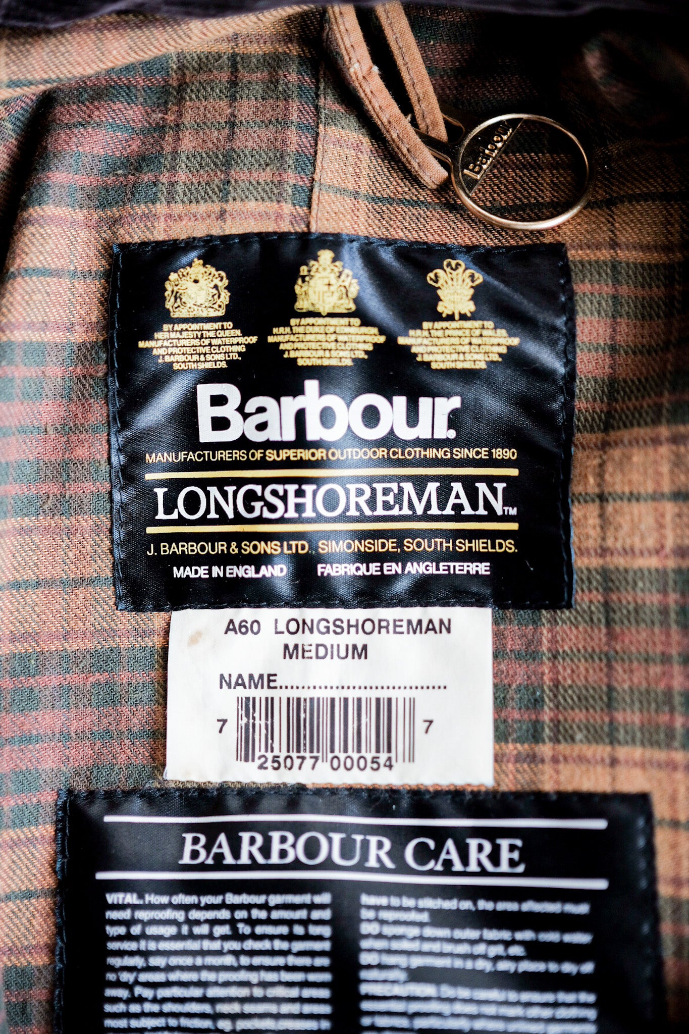 【~ ~ 90's】 Barbour vintage "Longshoreman" 3 Crest Taille.Medium