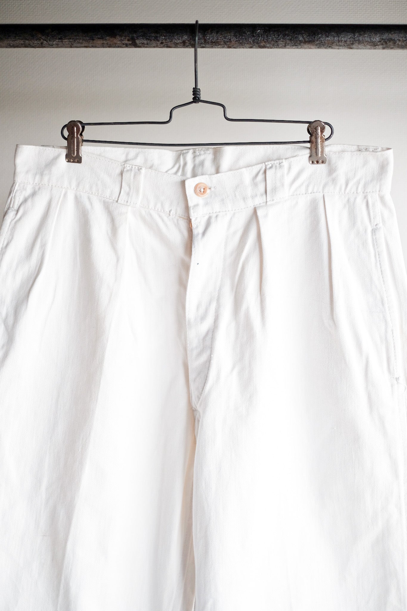 [~ 50's] French Army White Cotton Trousers Size. 84