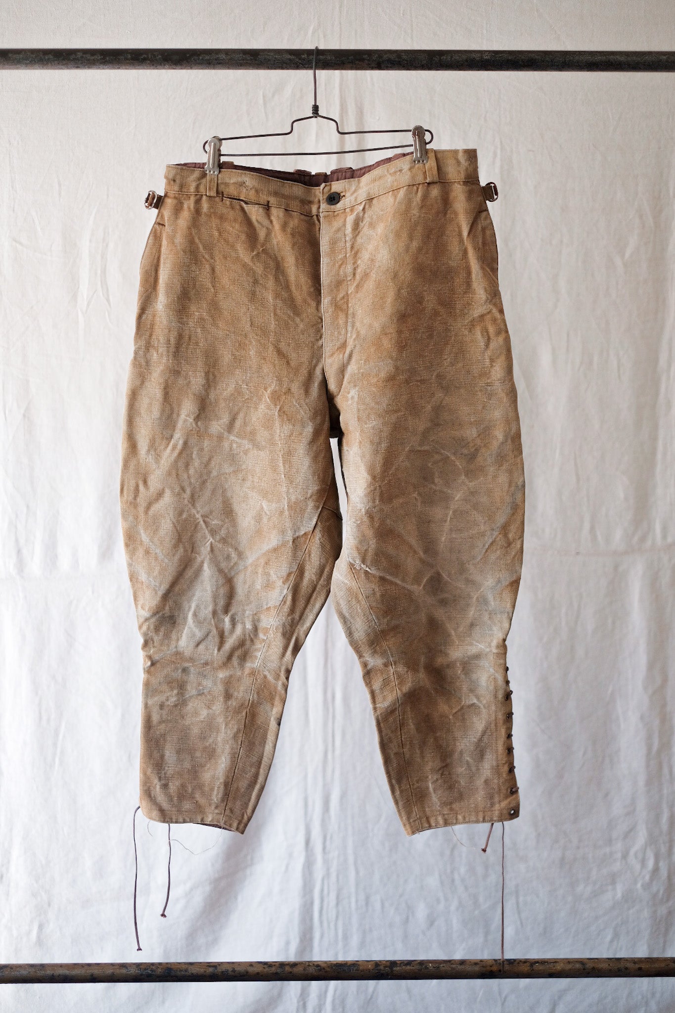 【~20's】French Vintage Linen Hunting Jacket & Jodhpurs "Set Up"