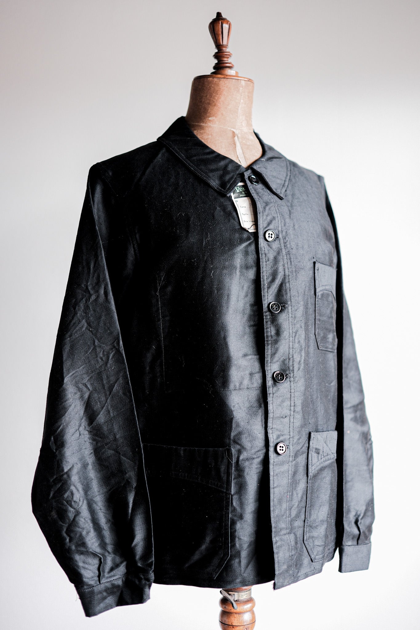 ［~40's］French Vintage Black Light Moleskin Work Jacket "Vulcain" "Dead Stock"