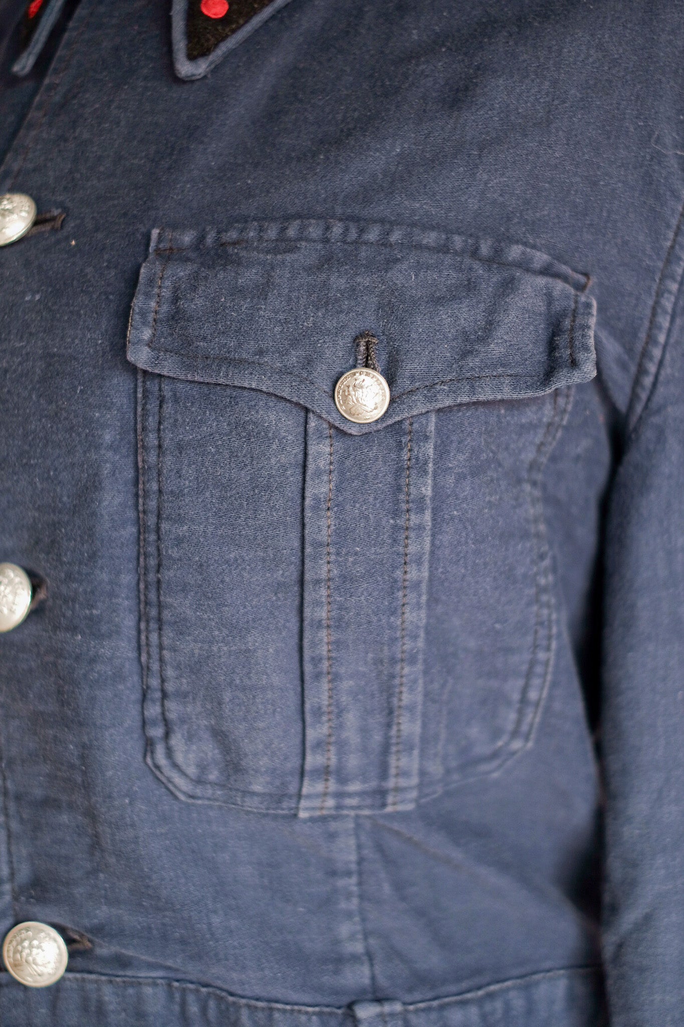 【~40's】French Vintage Blue Moleskin Fireman Jacket