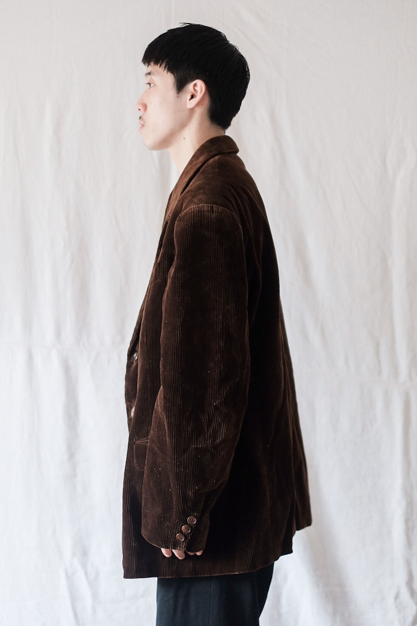 [〜30年代]法國復古棕色燈芯絨翻領夾克“ Adolphe Lafont”