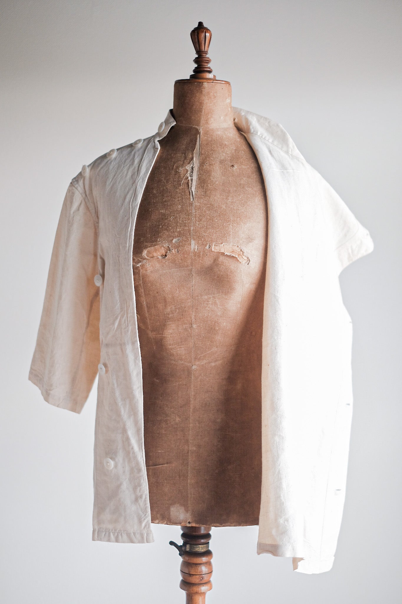 ［~50's］French Army Linen Jacket Hospital Military "Dead Stock"