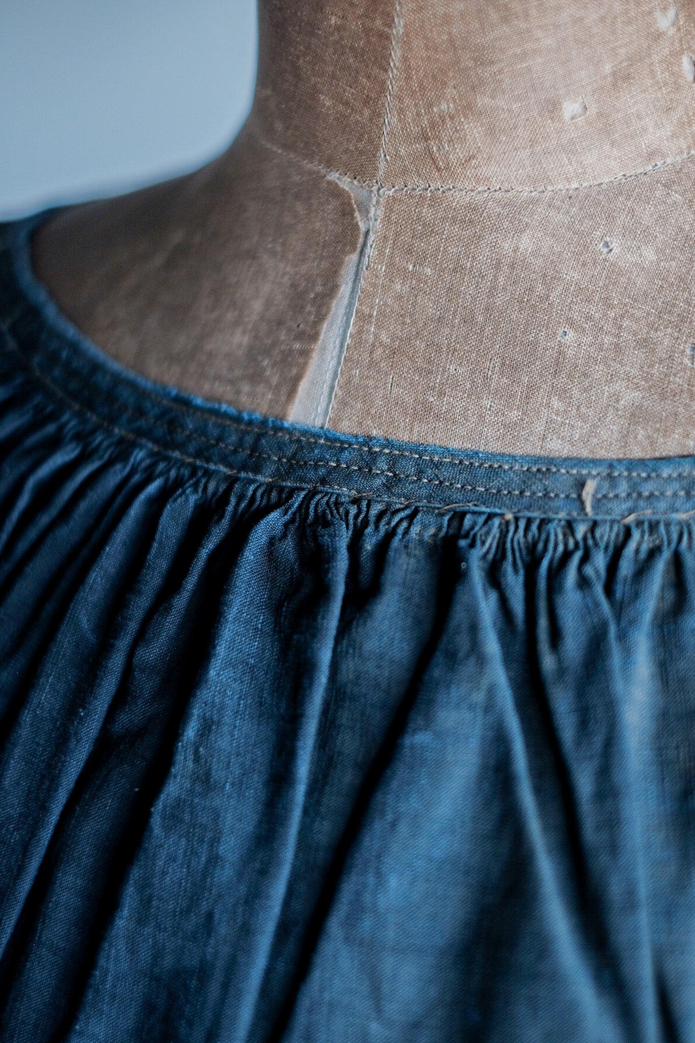 ［Early 20th C］French Antique Indigo Linen Smock "Biaude"