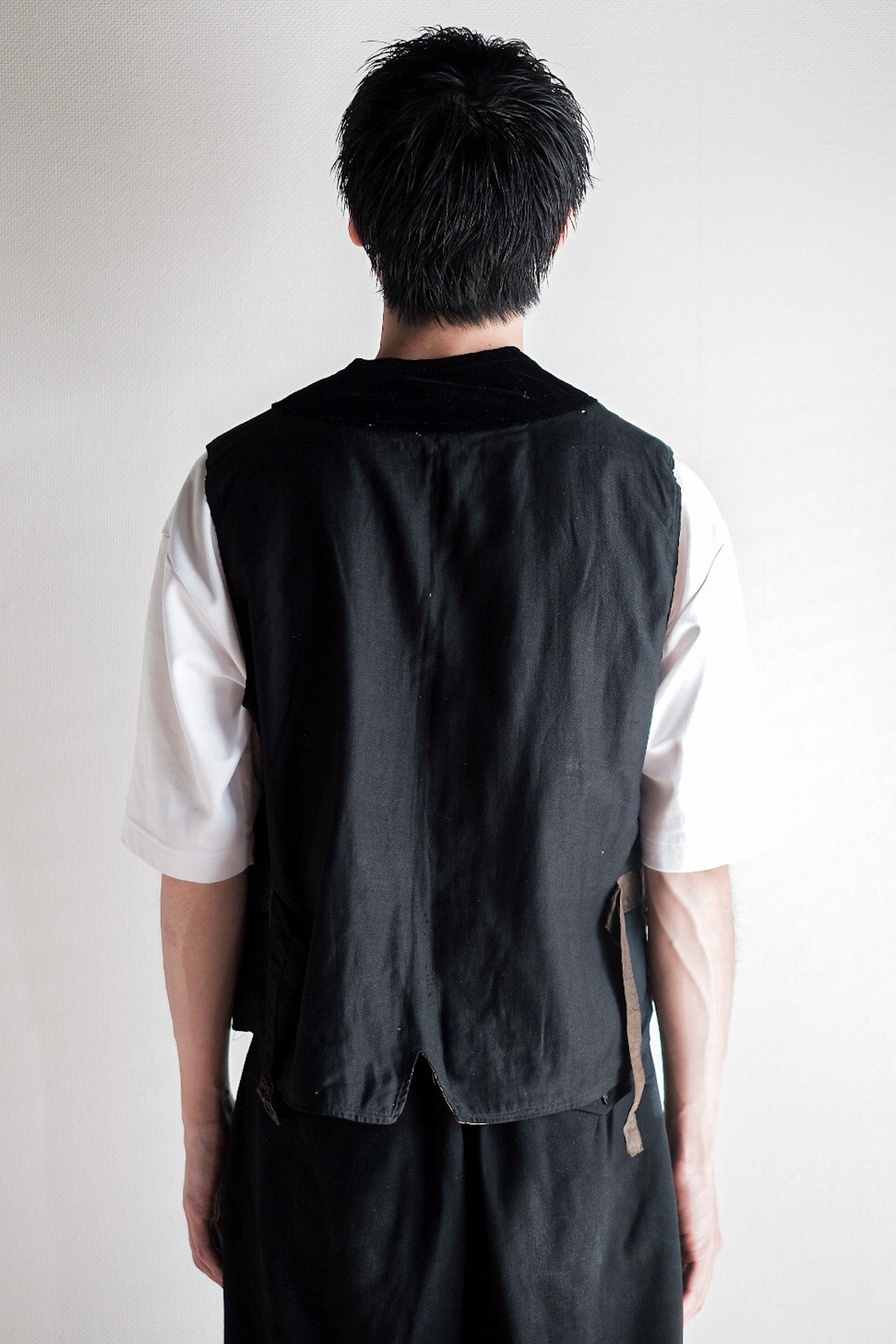 【~10's】French Vintage Black Wool Work Gilet