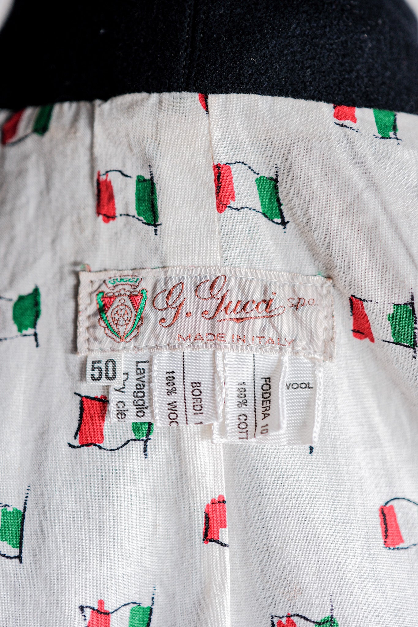 [〜80年代]舊的Gucci雙乳房意大利羊毛絲布大小。50