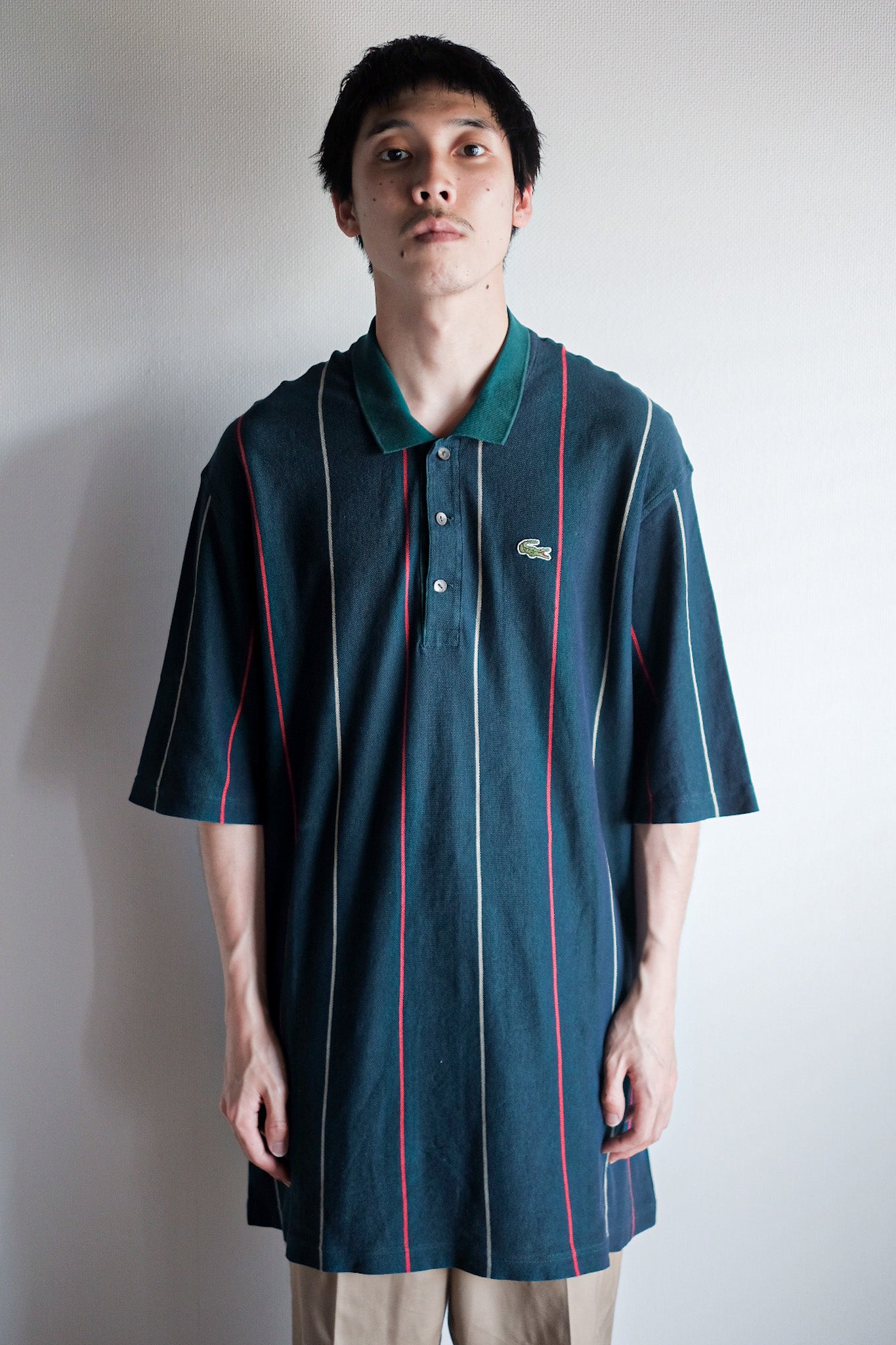 [~ 80 년대] Chemise lacoste s/s 폴로 셔츠 크기. 8 "멀티 컬러"