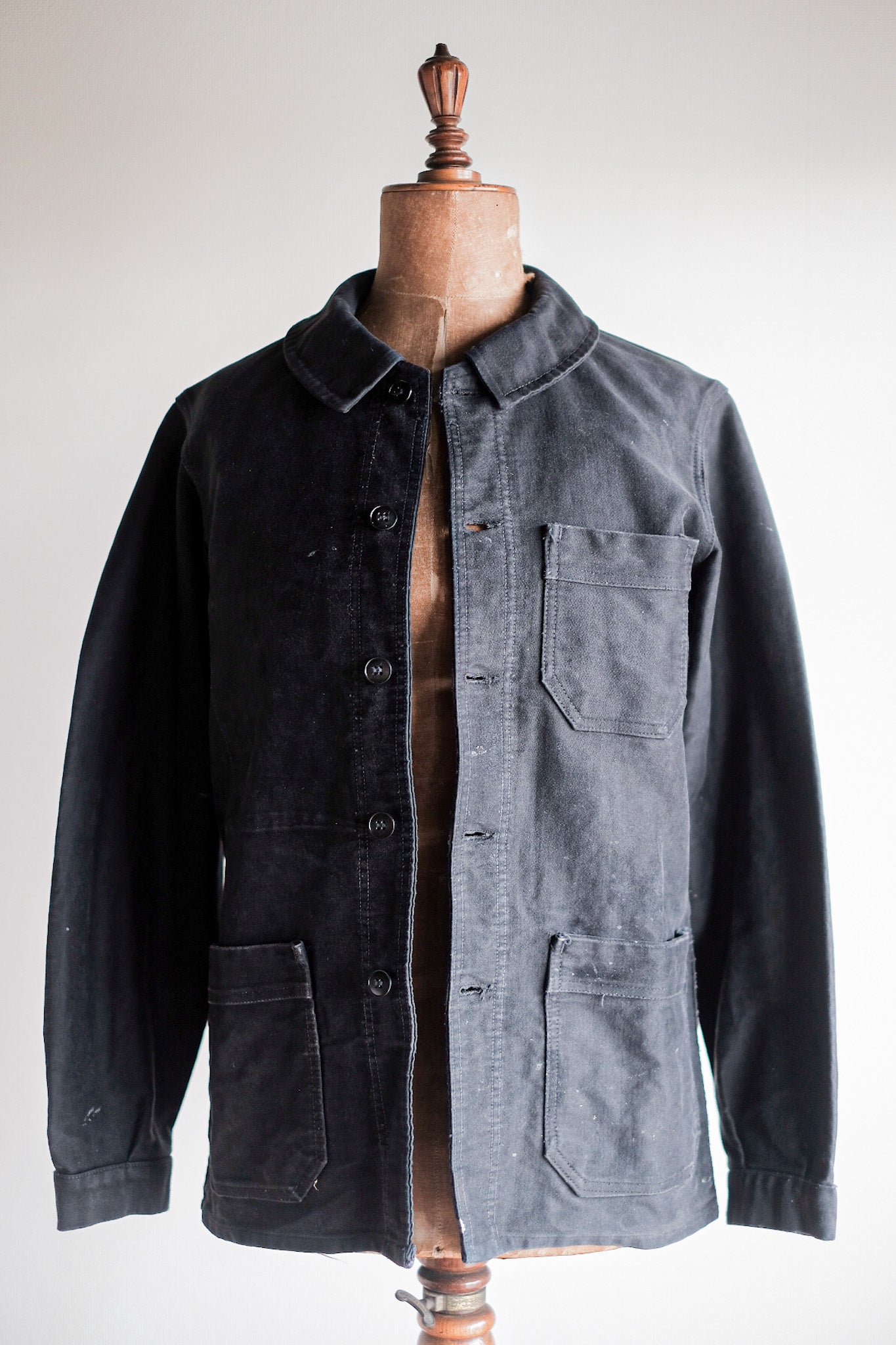 [~ 60's] French Vintage Black Moleskin Work Jacket