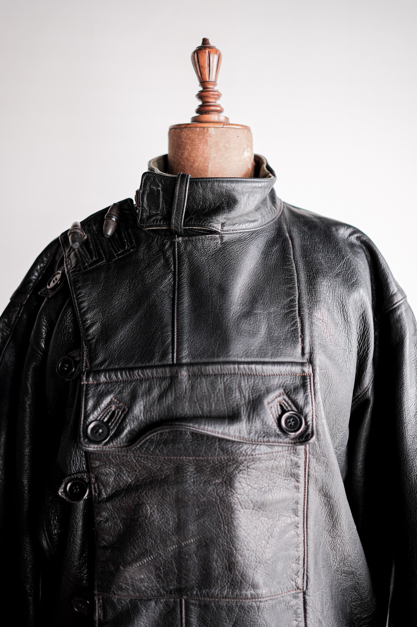 [~ 50 년대] 스웨덴 군대 파견 라이더 가죽 오토바이 재킷