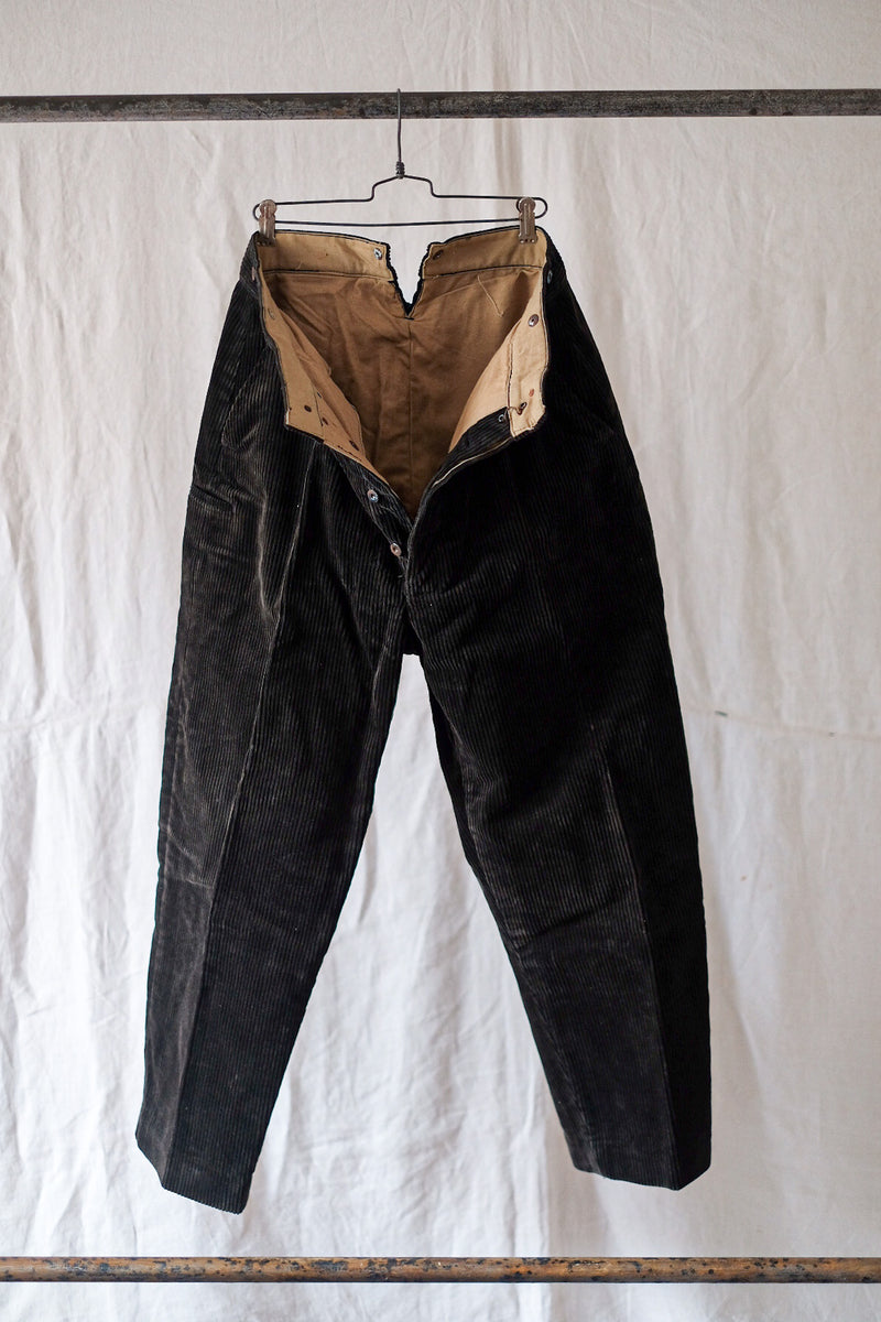 【~30's】French Vintage Dark Brown Corduroy Work Pants
