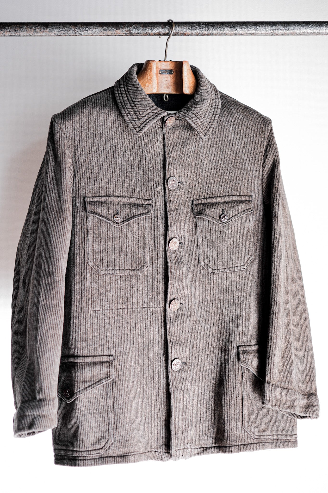 ［~40's］French Vintage Brown Salt & Pepper Cotton Pique Hunting Jacket