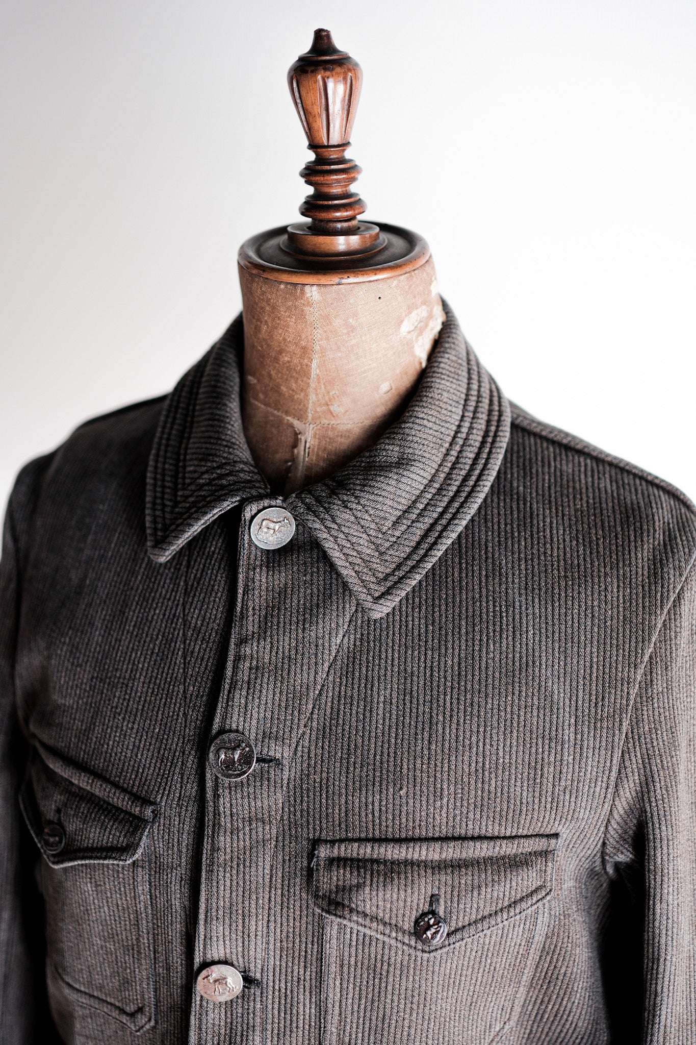 ［~40's］French Vintage Brown Salt & Pepper Cotton Pique Hunting Jacket
