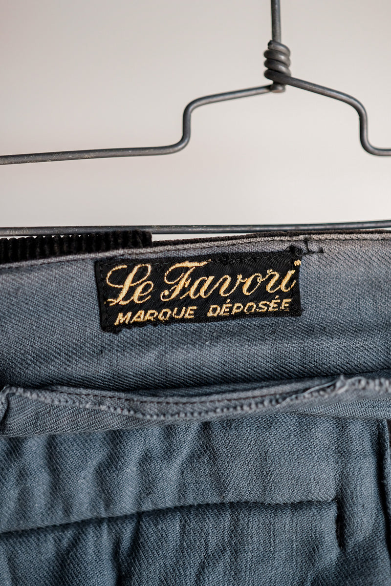 【 ~ 40's 】 French Vintage Dark Brown Corduroy Work Pants