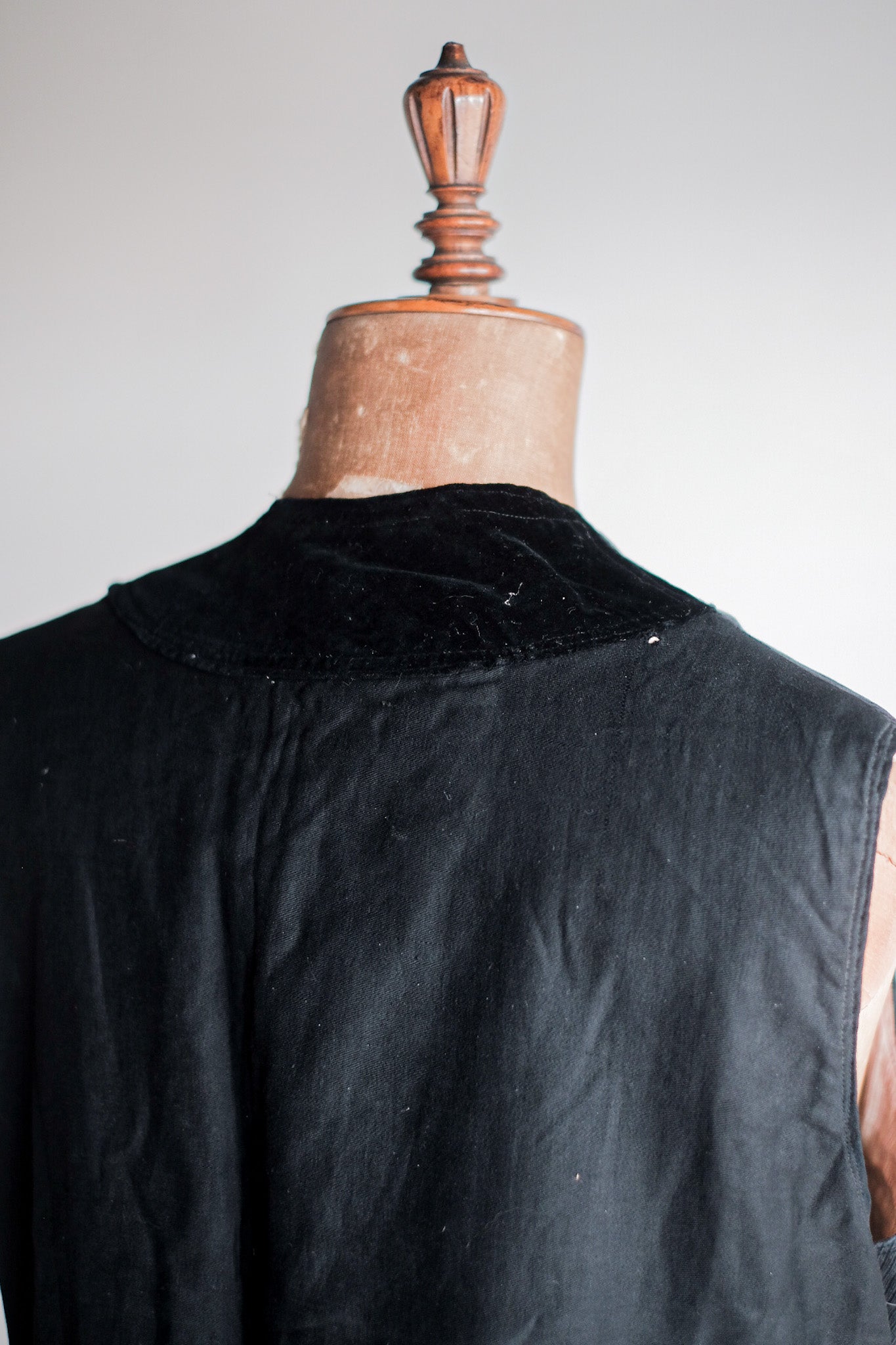 【~10's】French Vintage Black Wool Work Gilet