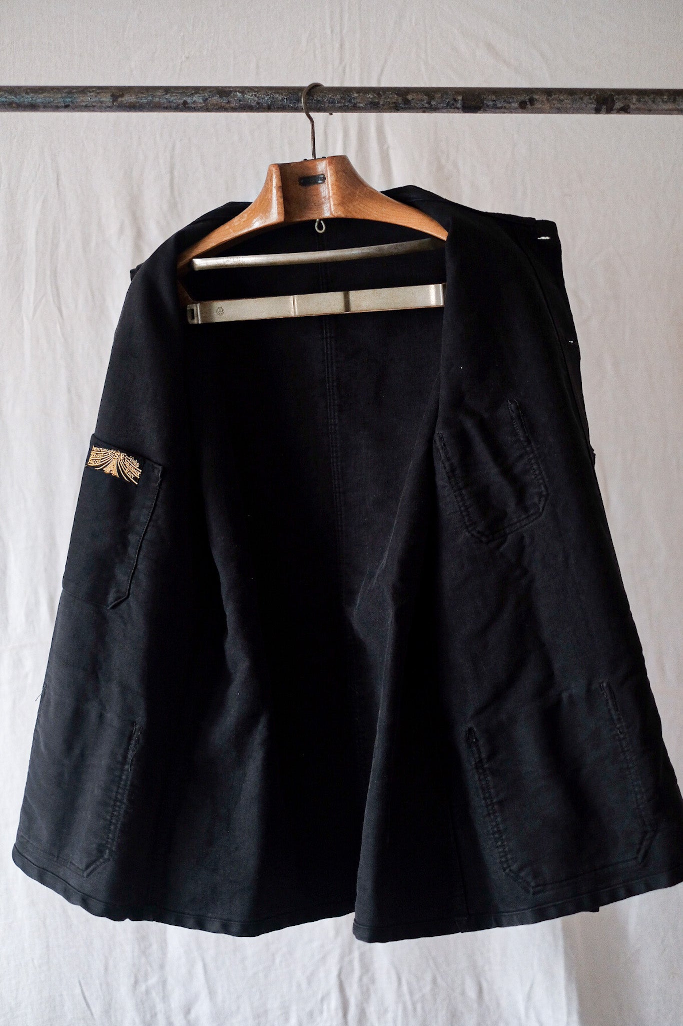 [〜30年代]法國復古黑色摩爾金工作夾克