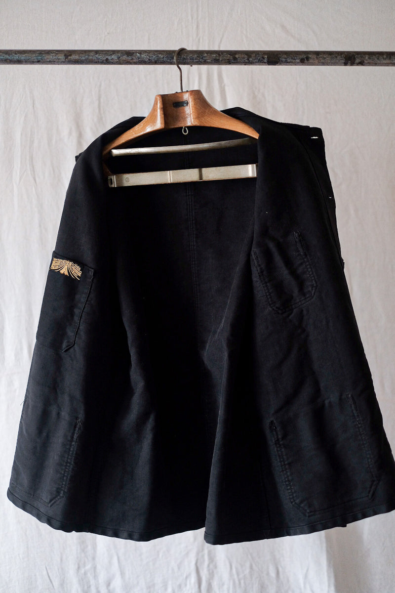 【~30's】French Vintage Black Moleskin Work Jacket