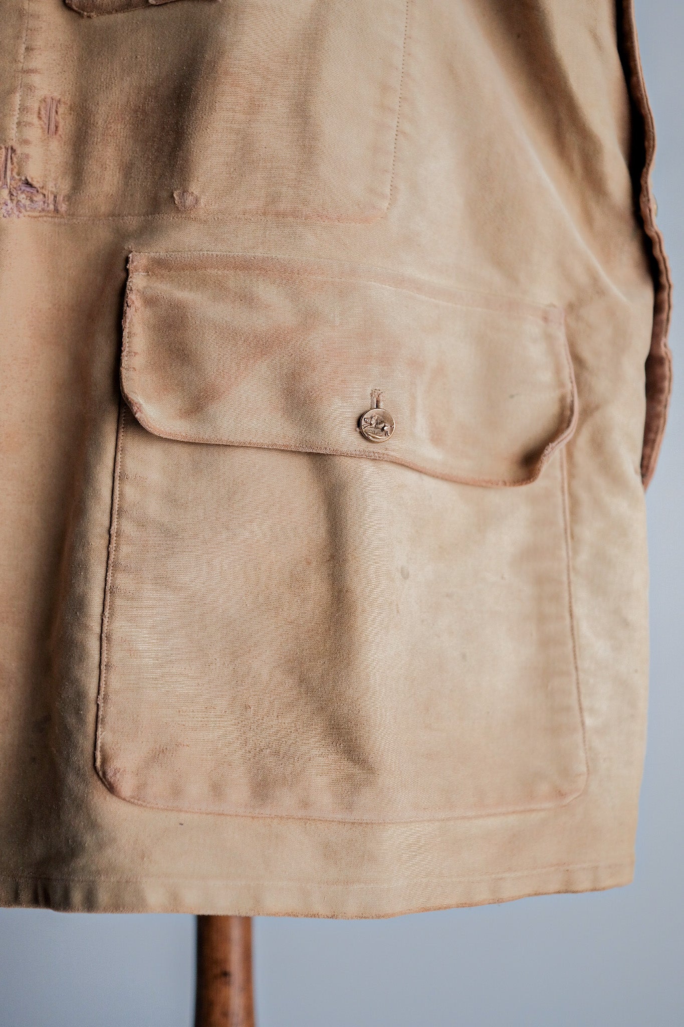 ［~30's］French Vintage Moleskin Hunting Jacket With Chin Strap