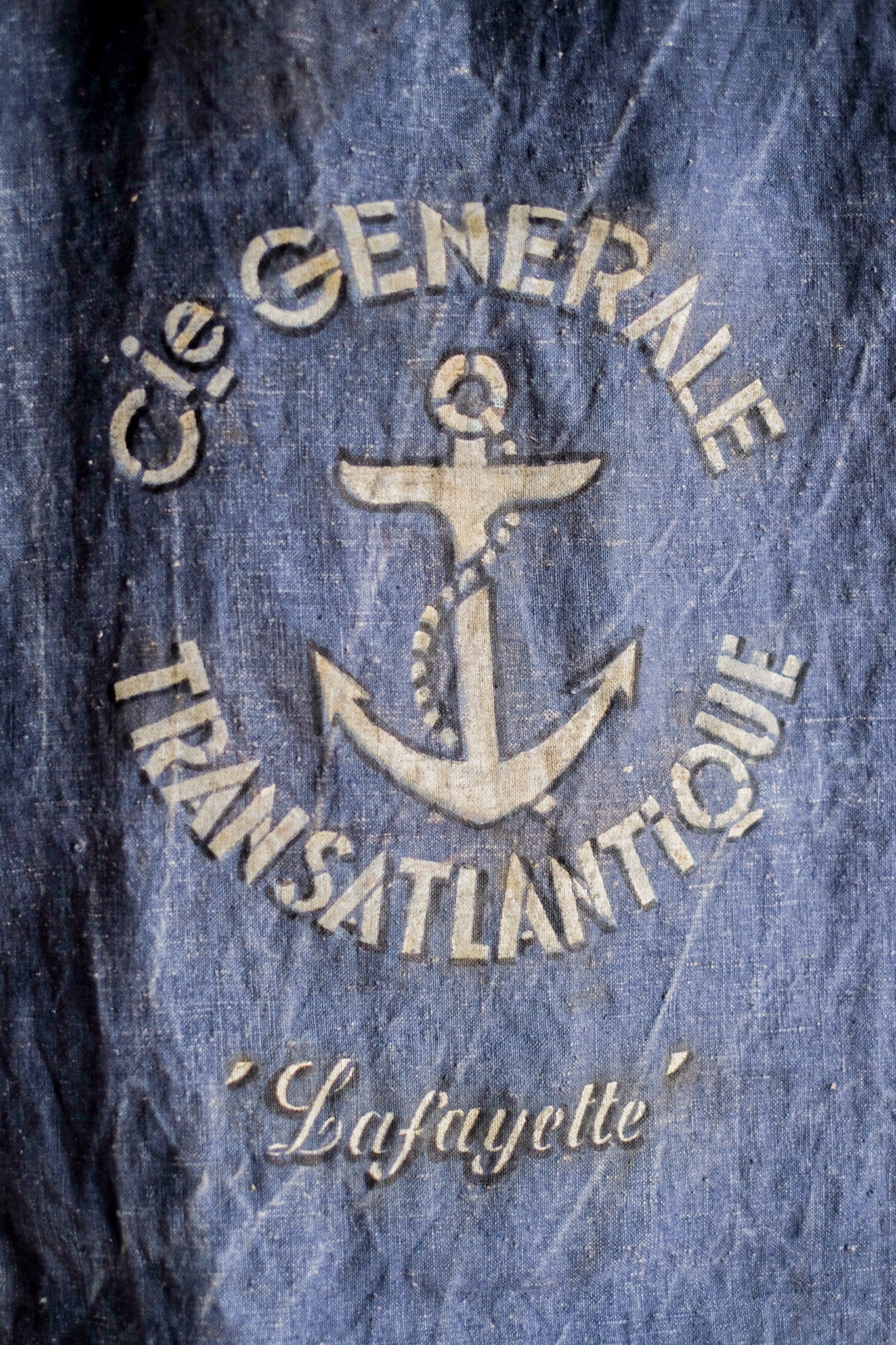 ［~30's］French Vintage Indigo Hemp Linen Duffle Bag "MS Lafayette"
