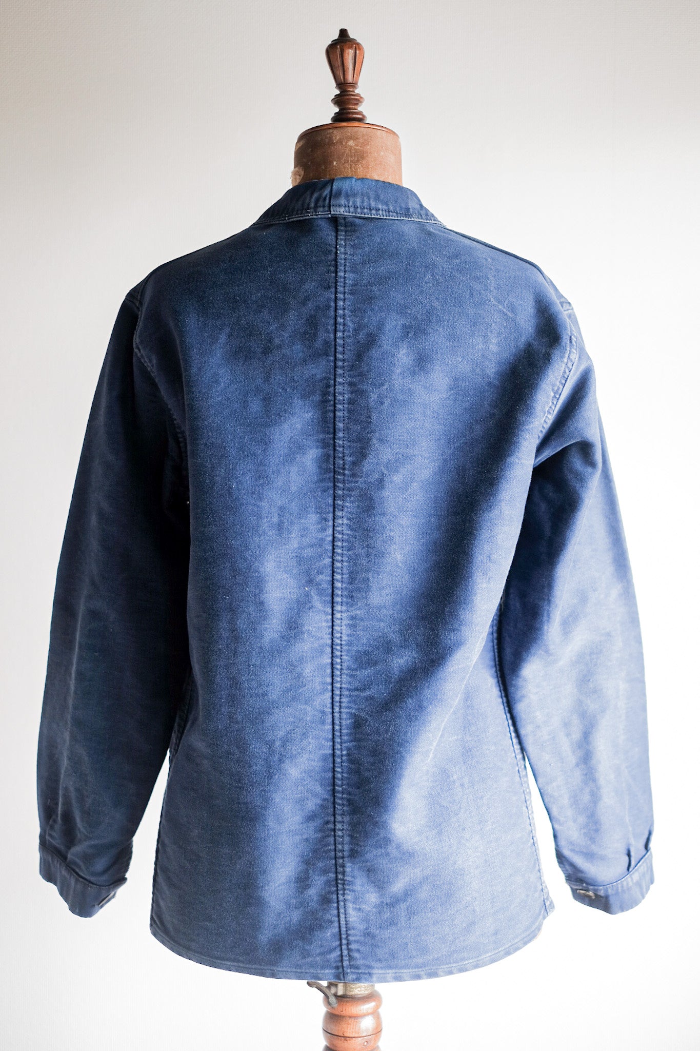 [~ 40 '] 프랑스 빈티지 블루 몰스 피부 작업 재킷