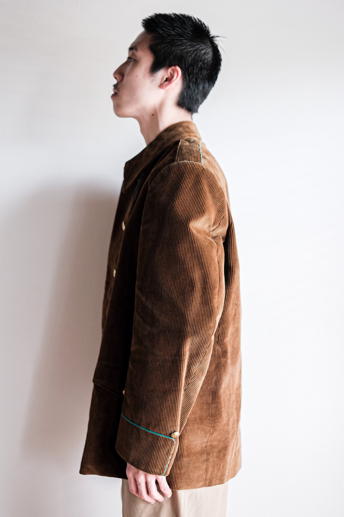 ［~30’s］Italian Army Double Breasted Brown Corduroy Jacket “Dead Stock”