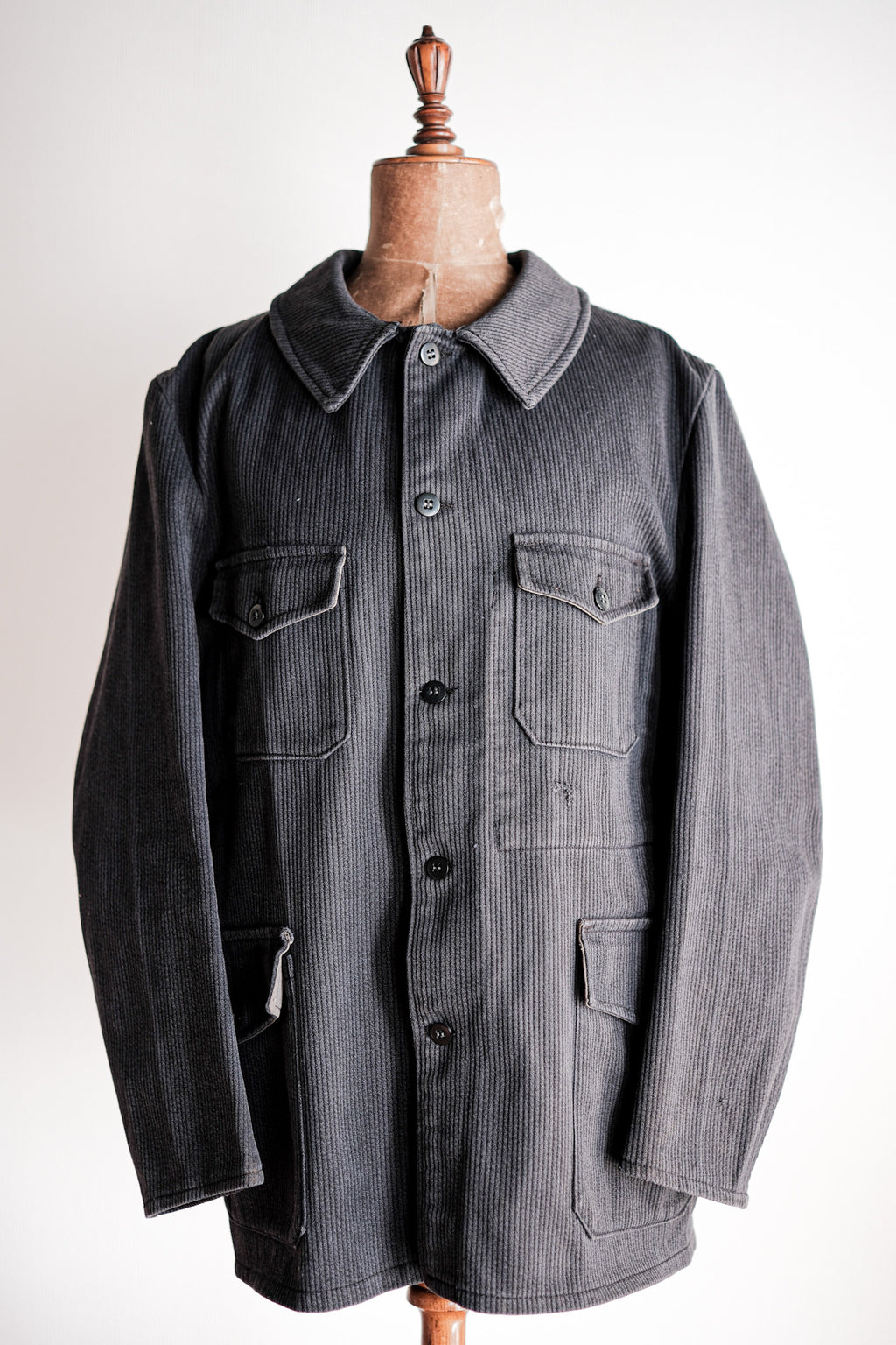 【~60's】French Vintage Blue Gray Cotton Pique Hunting Jacket