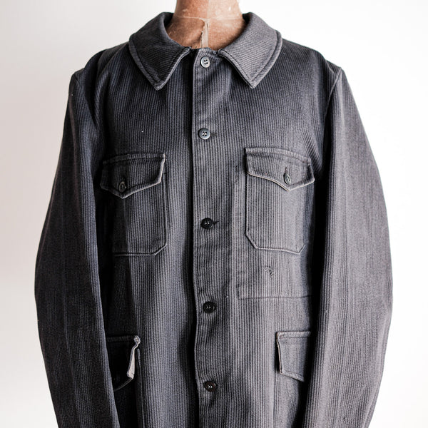 【~60's】French Vintage Blue Gray Cotton Pique Hunting Jacket