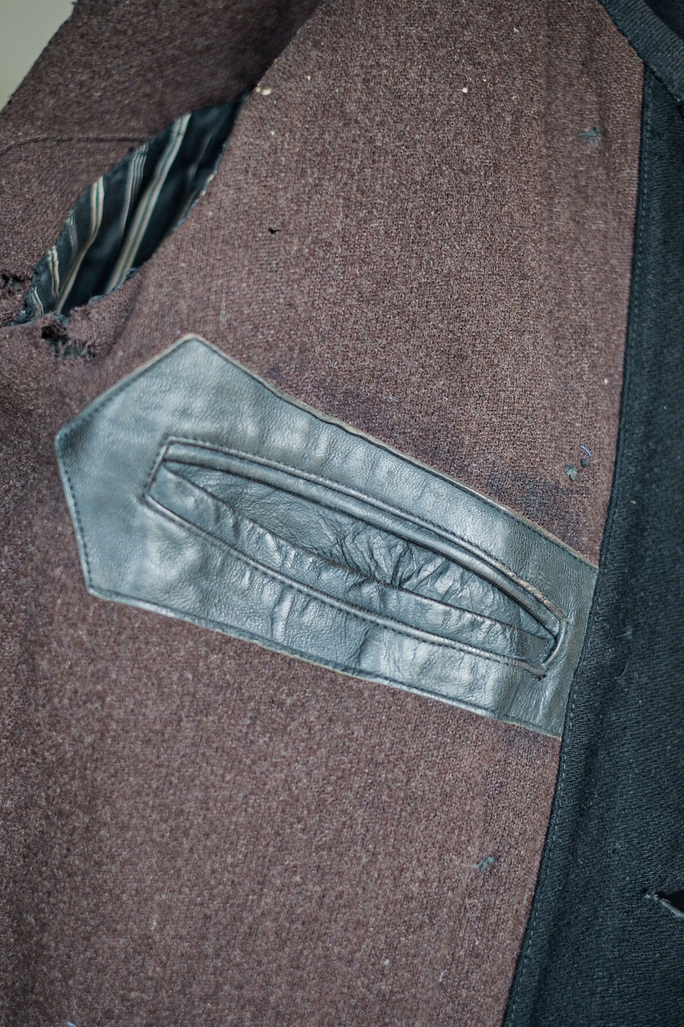 [~ 30 '] 프랑스 빈티지 LE Corbusier 가죽 작업 재킷 "Wool Collar"