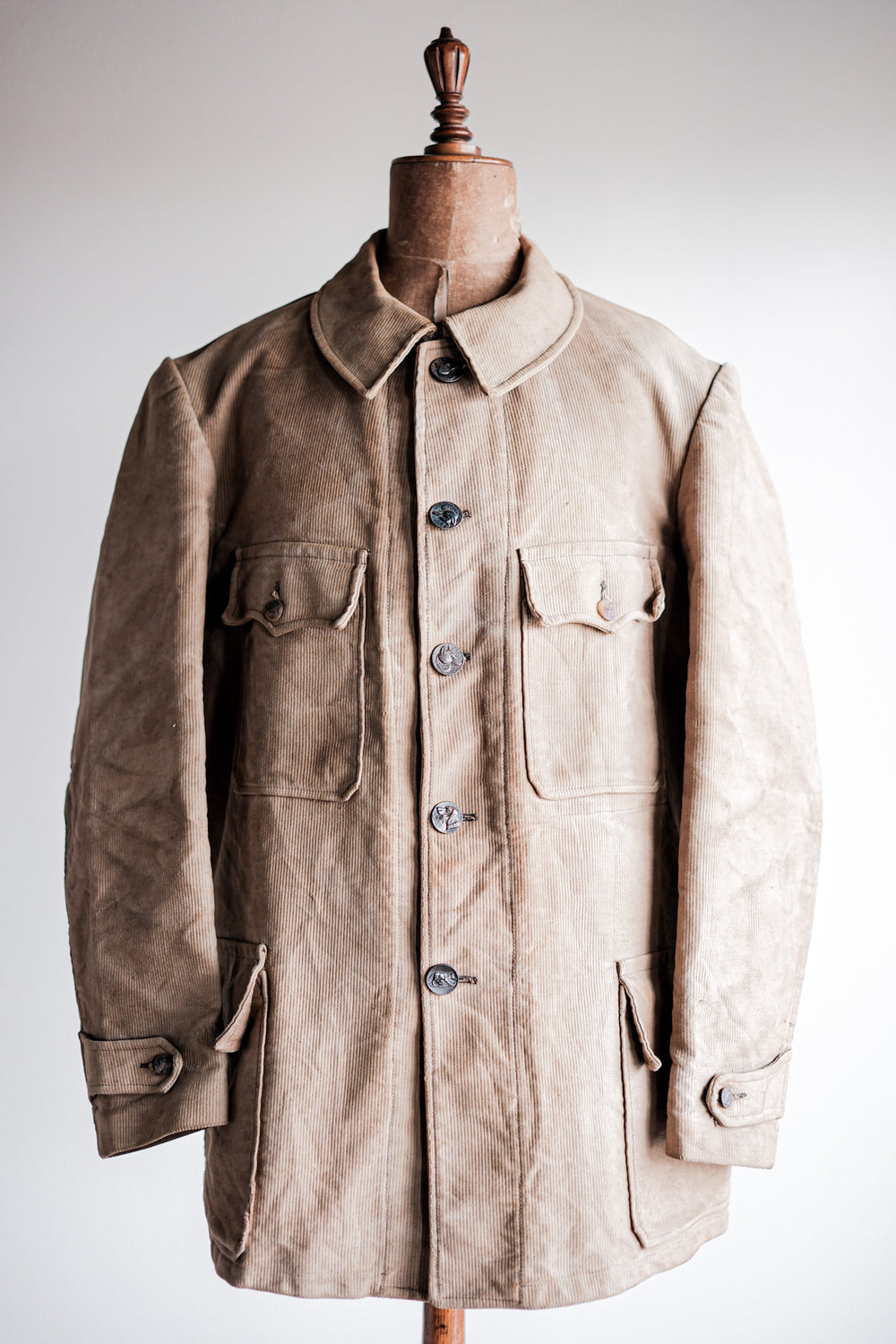 【~40's】French Vintage Beige Corduroy Hunting Jacket