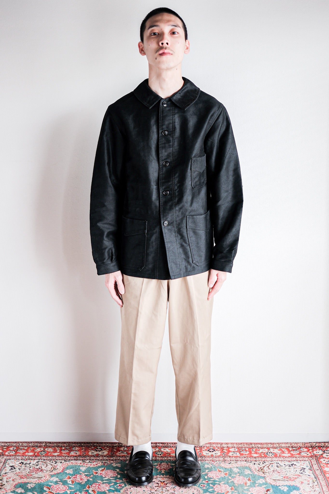 ［~50's］French Vintage Black Moleskin Work Jacket "Dead Stock"
