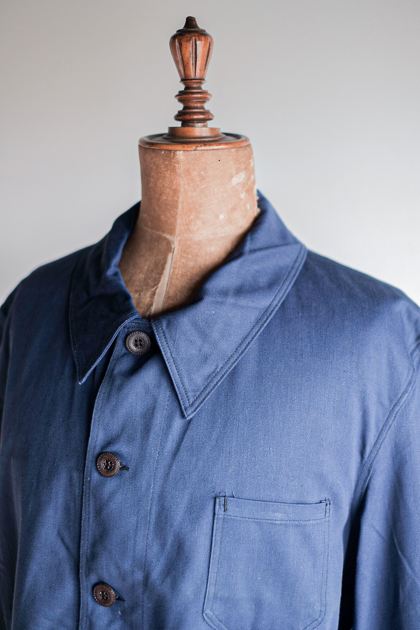 【~50's】French Vintage Blue Cotton Twill Work Jacket "Dead Stock"