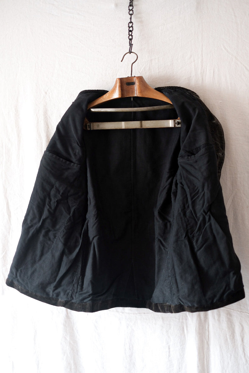 【~30's】French Vintage Black Corduroy Hunting Gamekeeper Jacket