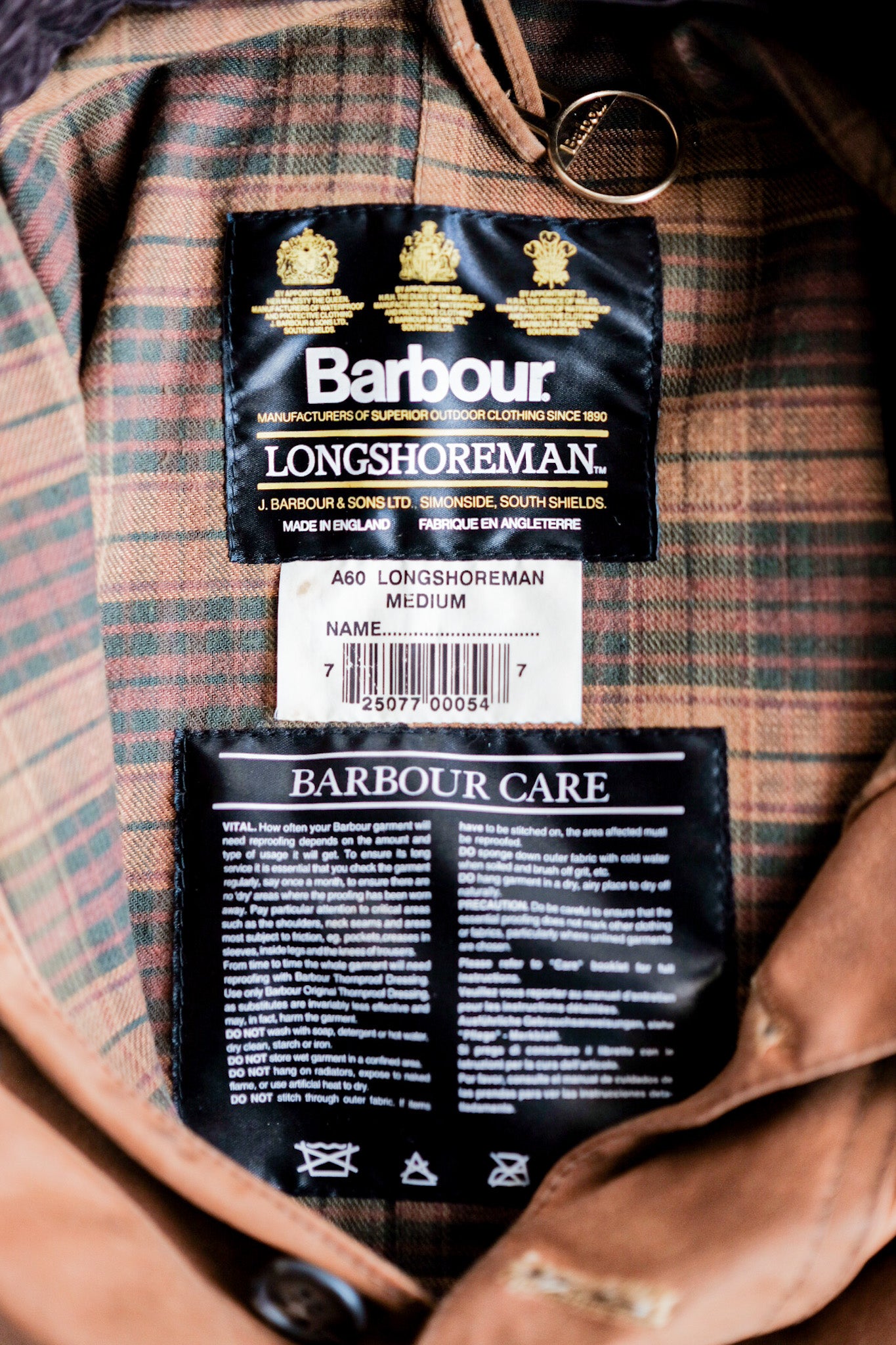 【~90’s】Vintage Barbour “LONGSHOREMAN” 3 Crest Size.MEDIUM