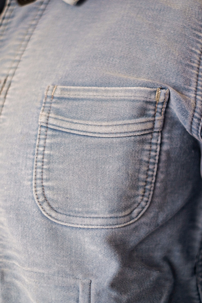 【~50's】French Vintage Blue Moleskin Work Jacket "Le Mont St. Michel"