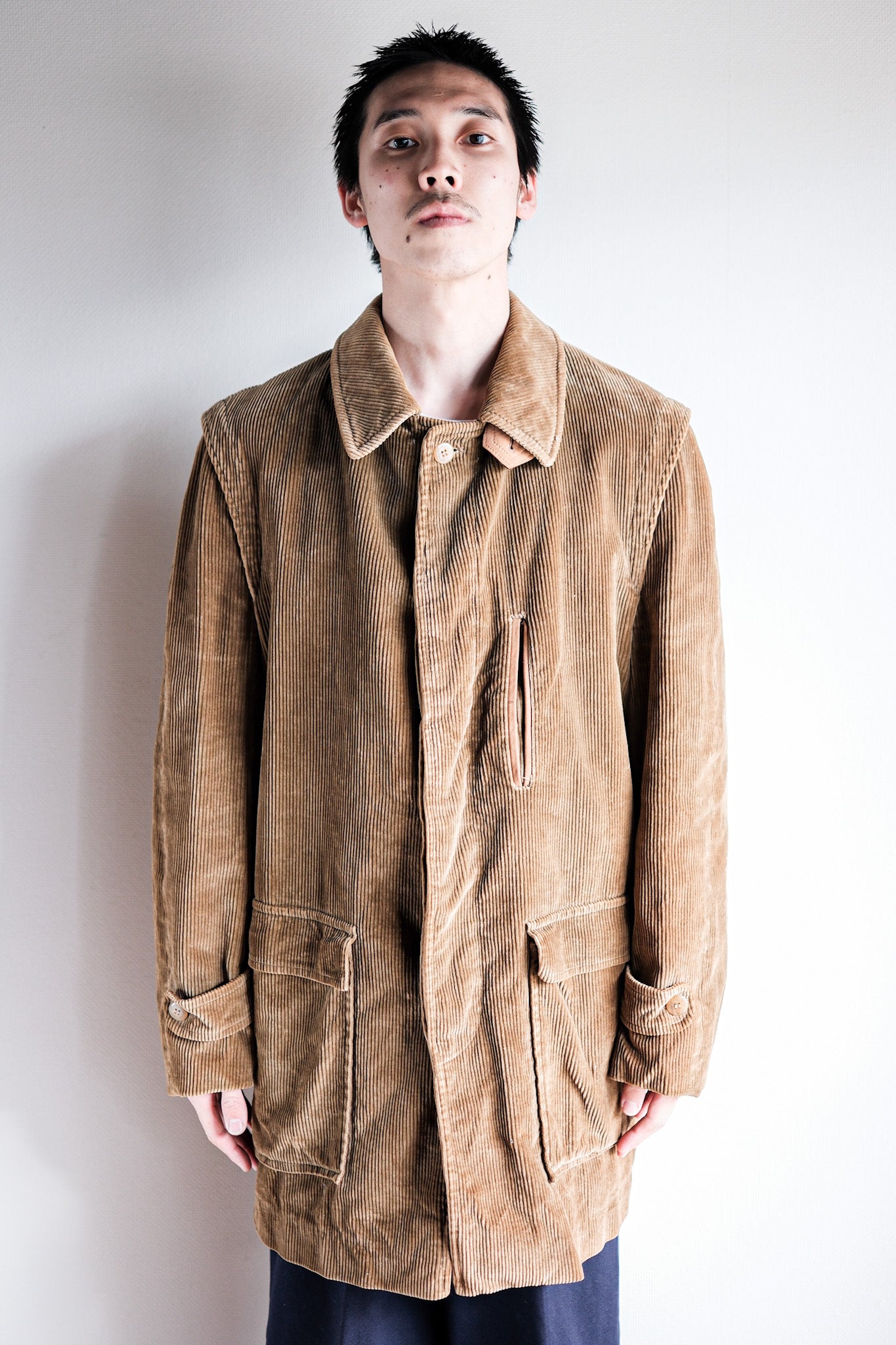 [~ 80's] Old Invertere Brown Corduroy Jacket with China Strap
