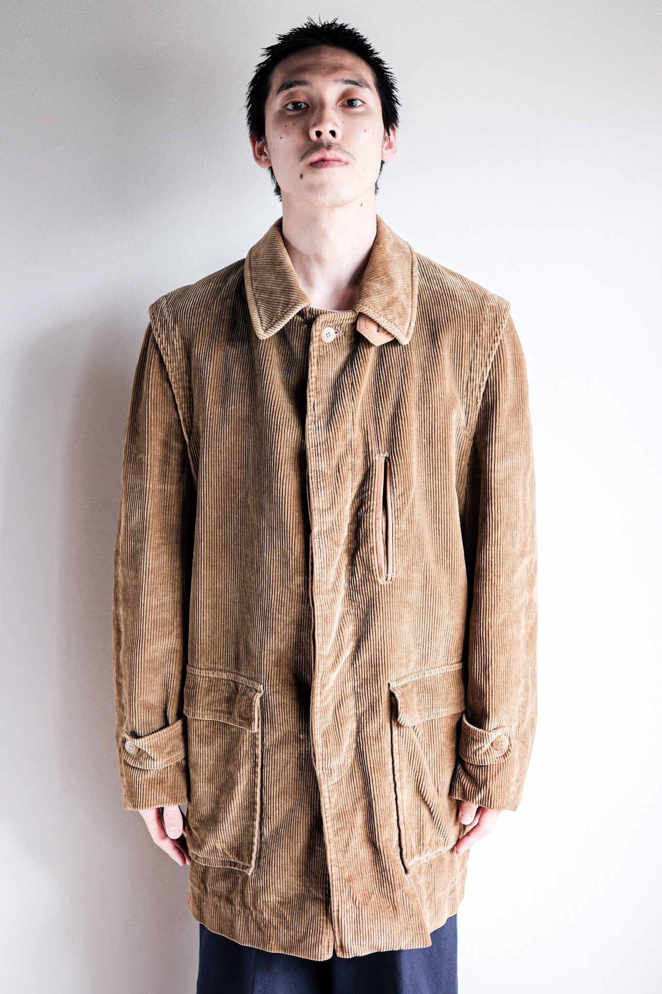 【~80's】Old INVERTERE Brown Corduroy Jacket With Chin Strap