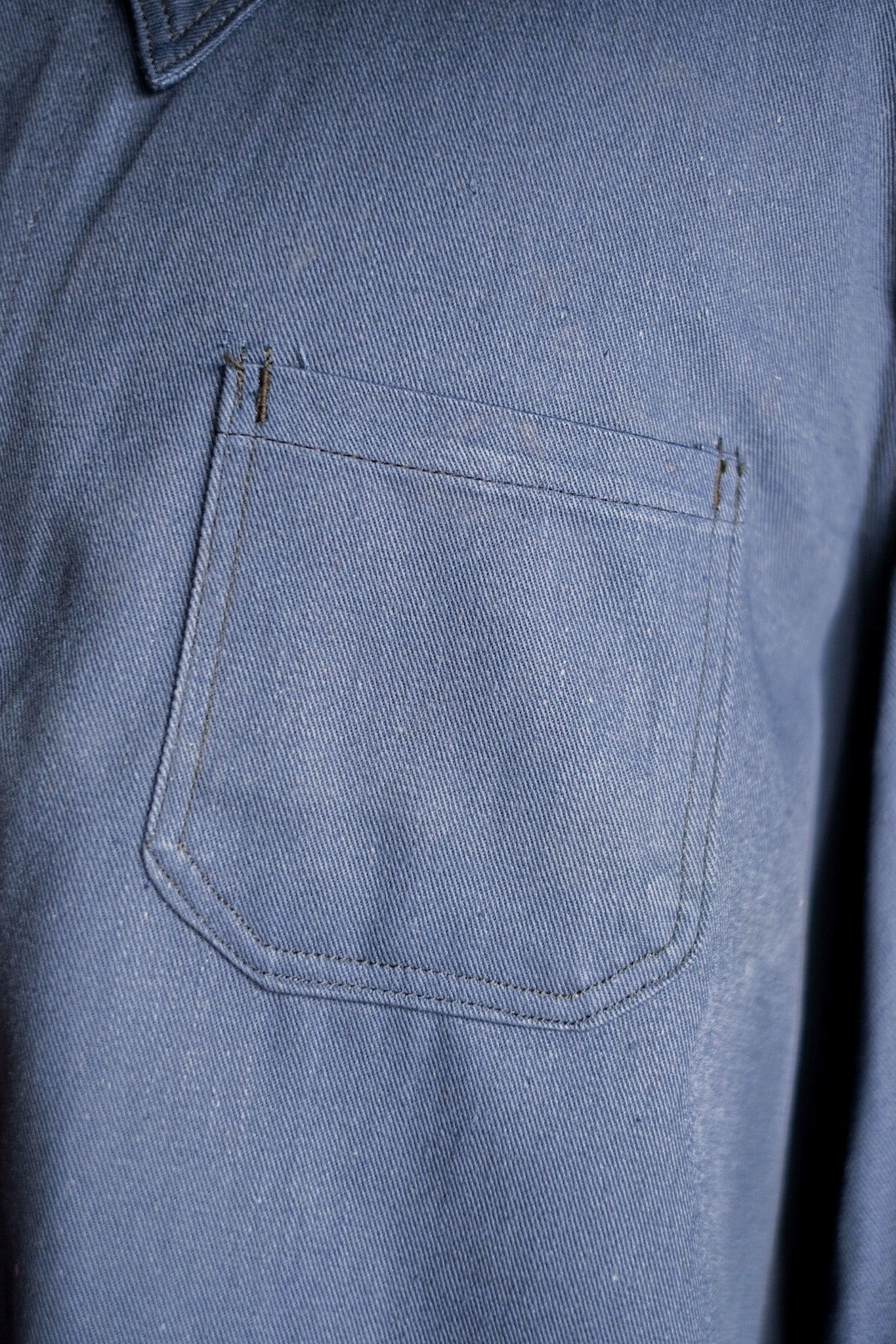 【~50's】French Vintage Blue Cotton Twill Work Jacket "Dead Stock"