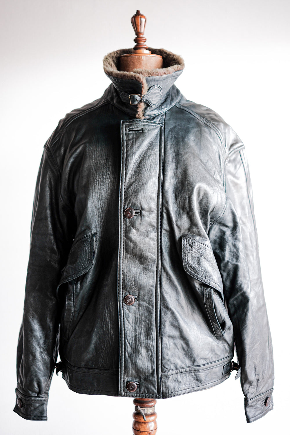 ［~80's］Old Gucci Leather Bomber Jacket Size.52