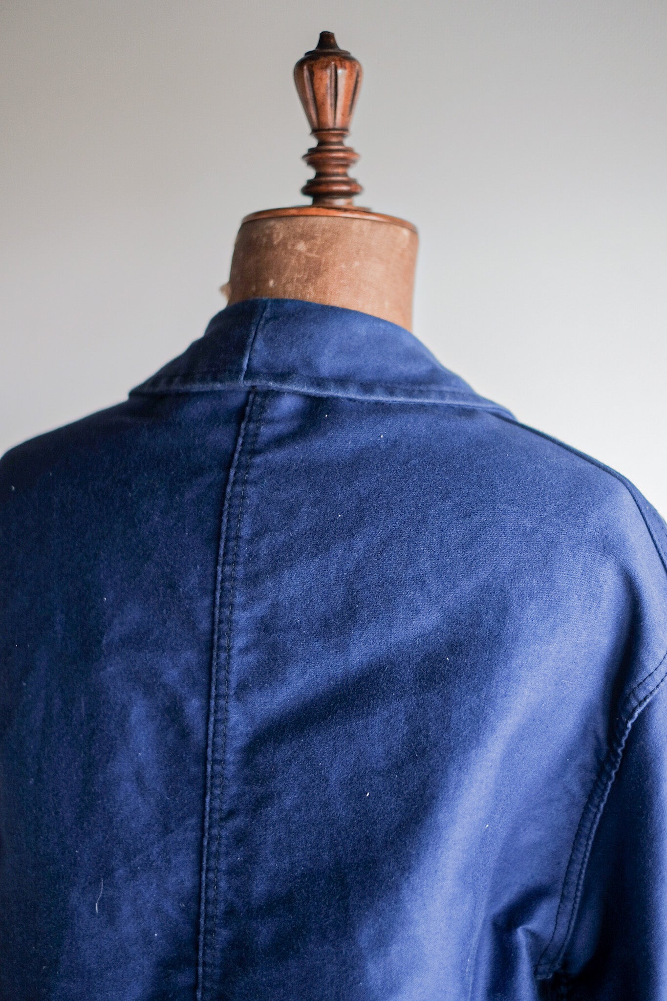 [~ 60's] Veste de travail de moleskin bleu vintage française "4 boutons"