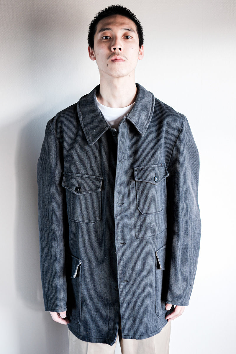 60's】French Vintage Blue Gray Cotton Pique Hunting Jacket – VIEUX