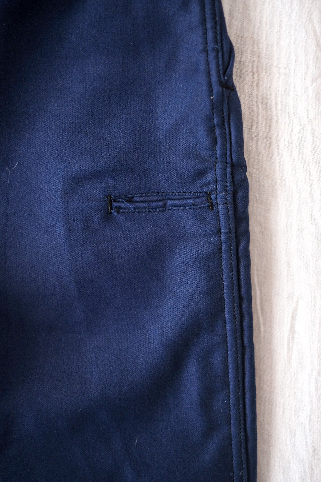 【~40's】French Vintage Blue Moleskin Work Pants "Adolphe Lafont" "Dead Stock"